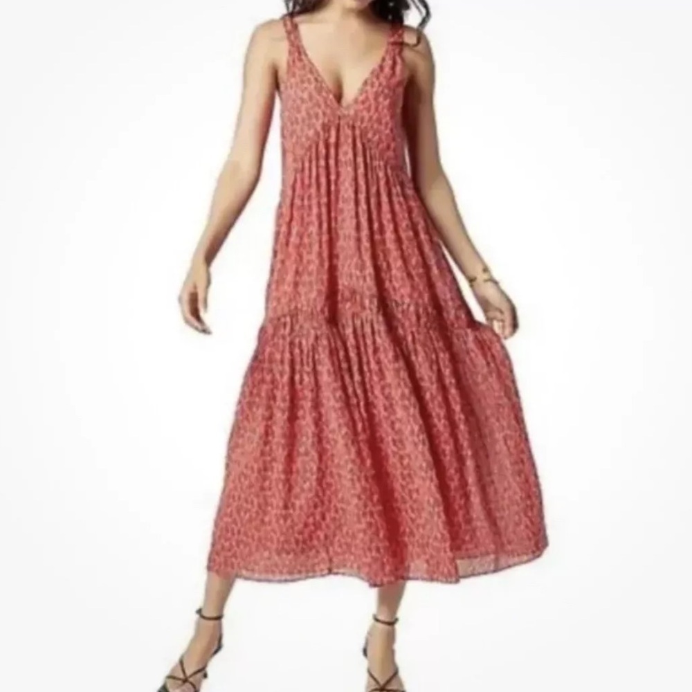 NEW Joie Large Red Maxi Midi Dress ~ Peasant Cottagecore Beach